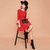 七格格2017春装新款 甜美显瘦七分袖收腰圆领连衣裙短裙 X917(红色 S)第3张高清大图