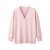艾米恋v领针织衫女开衫夏季短袖宽松七分袖外搭显瘦粉色上衣外套(粉色 均码)第3张高清大图