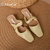 CaldiceKris（中国CK）法式气质包头半拖鞋仙女鞋子外穿2022新款春夏季粗跟方头半托单鞋CK-X8202(37 白色)第4张高清大图