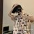 SUNTEK韩国ins风夏季睡衣女短袖短裤卡通印花少女开衫家居服两件套(趣味小人套装)第2张高清大图