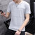左岸男装夏季新款圆领短袖T恤韩版修身青少年纯棉纯色半袖T恤衫潮(灰色 XXXL)第2张高清大图