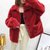 外套女2021秋冬新款洋气开衫颗粒绒加厚外套时尚韩版韩版宽松(均码 红色)第3张高清大图