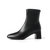 森达2021冬季新款商场同款简约素面舒适粗跟休闲女短靴4AT01DD1(黑色 40)第2张高清大图