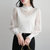 MISS LISA蕾丝v领镂空拼接针织衫春季新款女装气质设计感薄款上衣720030(白色 均码)第3张高清大图