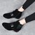 SUNTEK2021年新款秋冬季女鞋平底磨砂短靴女单靴粗跟加绒棉鞋中跟鞋(36 黑色（加绒内里）)第7张高清大图