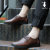 米斯康新款男士鞋休闲鞋男鞋皮鞋板鞋子男韩版英伦商务牛皮潮2105(棕色)第5张高清大图