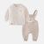婴儿秋冬套装两件套宝宝背带冬季婴儿背带裤6-9-12个月婴儿衣服(80cm 浅棕)第4张高清大图