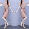 亿梦诗 2021年夏季新款洋气时尚中长款女人味系带收腰显瘦裙子ET1223(粉红色 M)