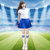 学生啦啦操服装明星同款男女运动会开幕足球宝贝团体拉拉队表演服(白短袖+蓝裙子 M)第5张高清大图